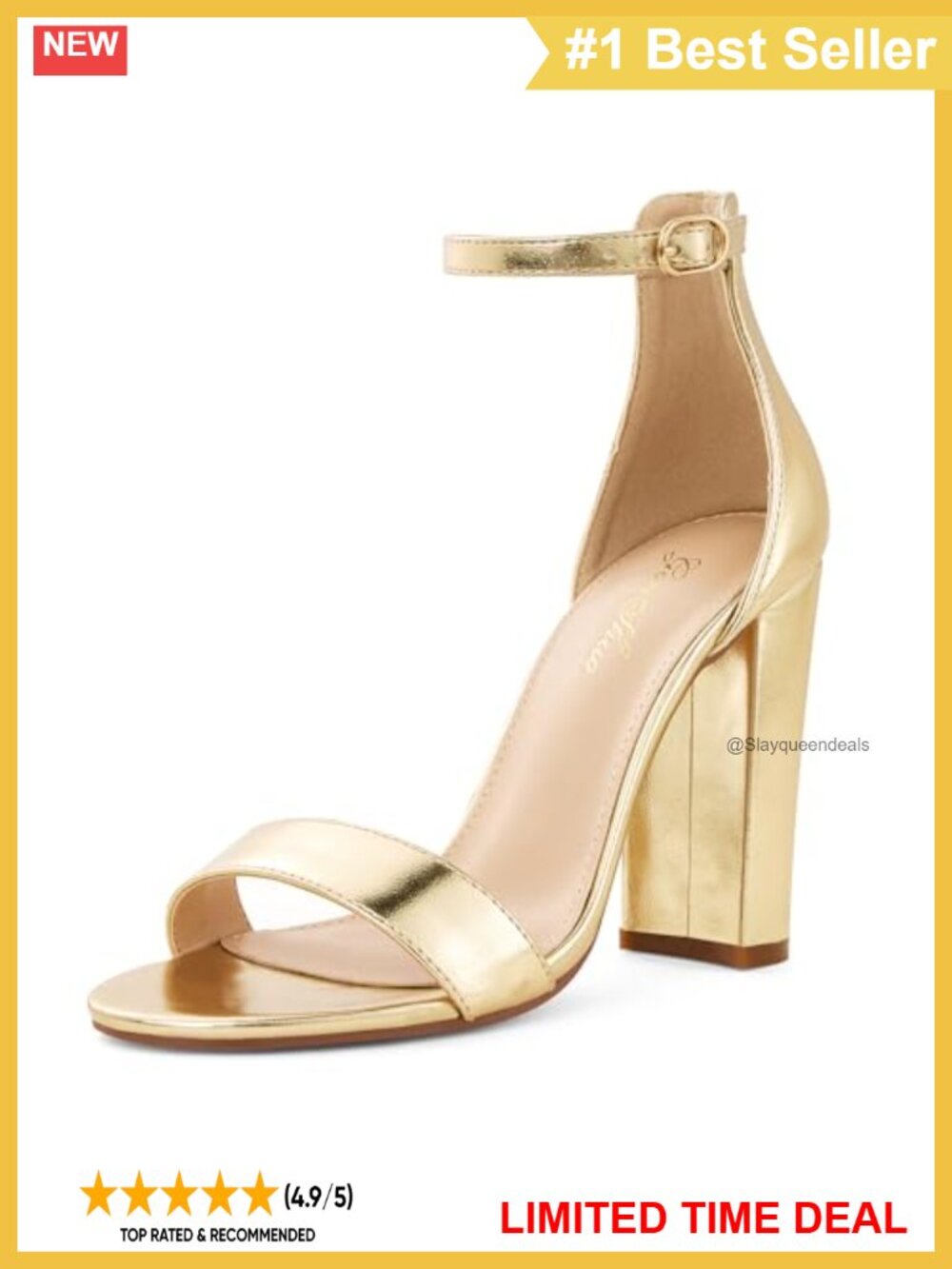 4-Inch Chunky Block Heel Sandals with Ankle Strap Open Toe for Party Wedding
